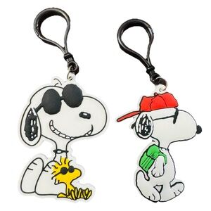 Lot Of 2 Peanuts Snoopy 3D Silicone Keychain, Backpack Officially Licensed 3”